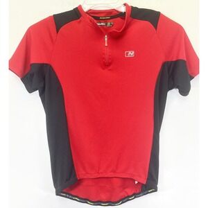 Nishiki Mens Large Red/Black 1/4 Zip Cycling Jersey (F21) EUC